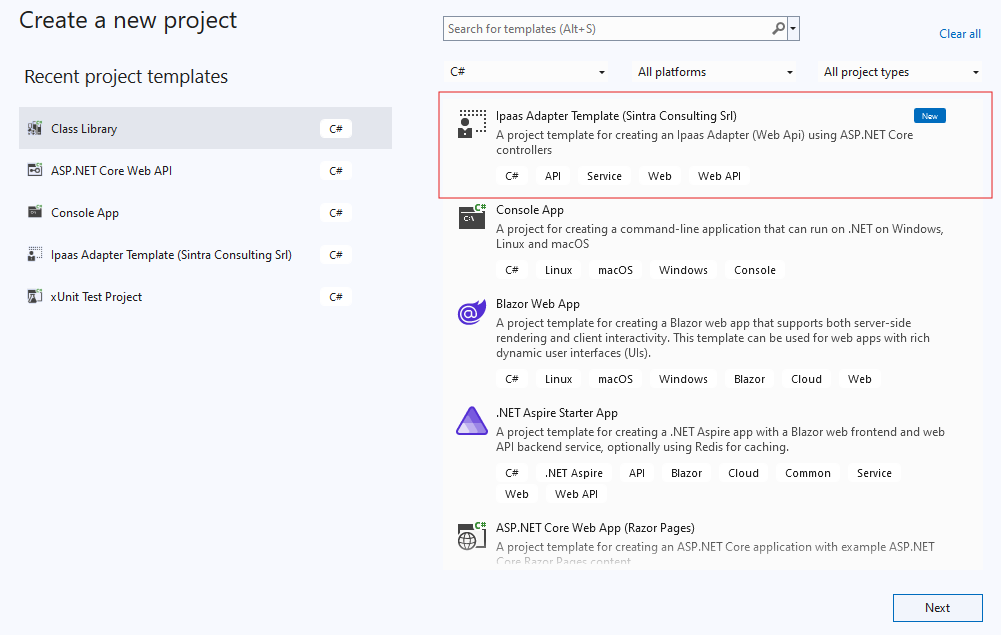 Visual Studio New Project Template